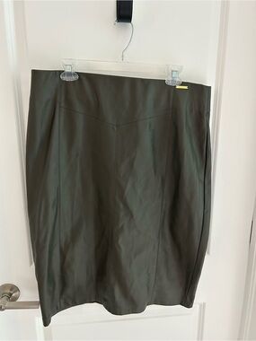 Marc New York Women’s Faux Leather Pencil Skirt in Dark Olive